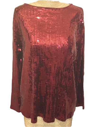 - Pink Shimmer sequin long blouse Sz LG Stretchy