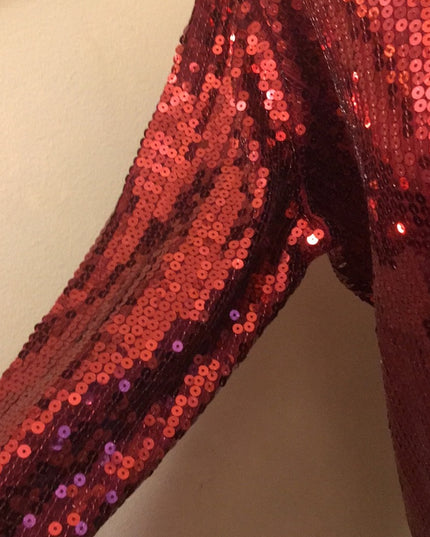 - Pink Shimmer sequin long blouse Sz LG Stretchy