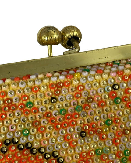 Beautiful Vintage orange flower bead purse beaded 1970s