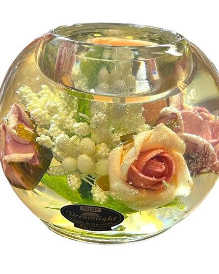 Vintage Mid Century Dreamlight Glass handmade Flowers paperweight candle holder