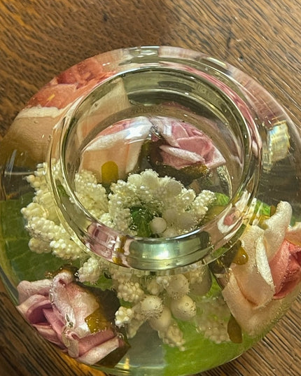 Vintage Mid Century Dreamlight Glass handmade Flowers paperweight candle holder