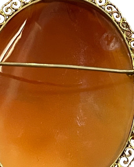 Vintage 1960s 375 9k gold Hand carved Sardonyx Shell  Euro Italy Cameo Large