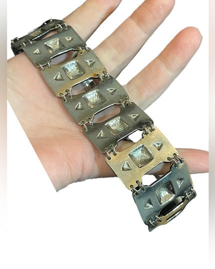 Vintage Maxixo Taxco Fancy antiqued chunky link bracelet brutalist
