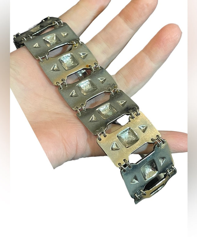 Vintage Maxixo Taxco Fancy antiqued chunky link bracelet brutalist
