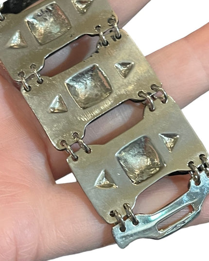 Vintage Maxixo Taxco Fancy antiqued chunky link bracelet brutalist