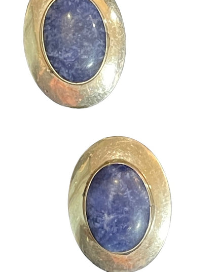 Large vintage Sterling silver 925 Southwestern Navajo style Lapis earrings