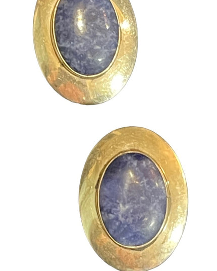 Large vintage Sterling silver 925 Southwestern Navajo style Lapis earrings