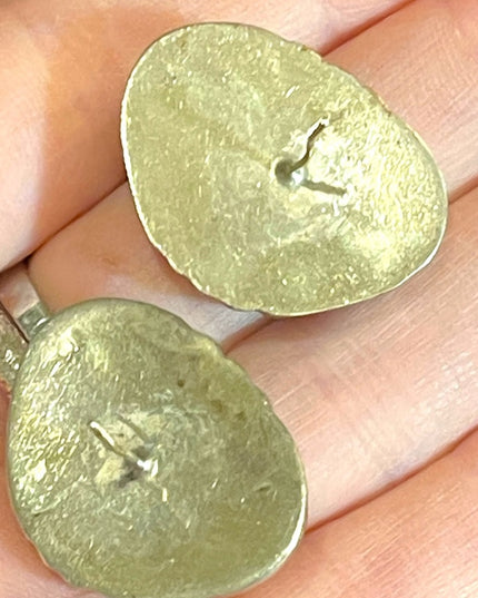 Vintage modernist silver fancy ribbed earrings Southwestern