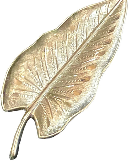 Vintage sterling silver 925 brushed antiqued fancy leaf brooch