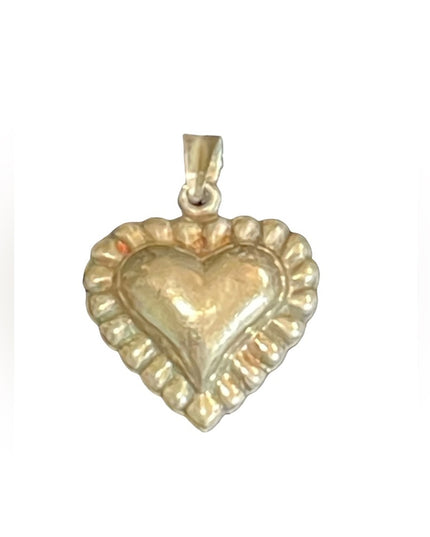 Lovely sterling silver 925 fancy textured puff heart necklace pendant