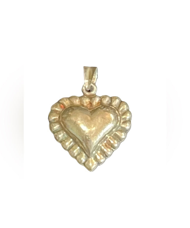 Lovely sterling silver 925 fancy textured puff heart necklace pendant