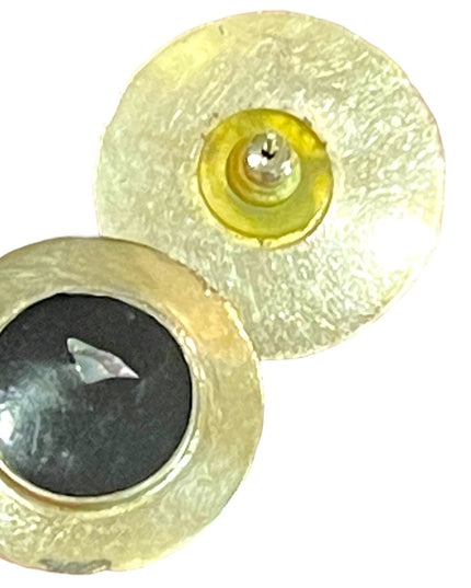Vintage Mexico Mexican stone inlay round fancy silver earrings