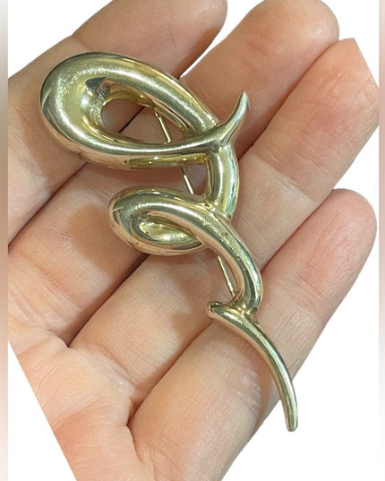 Vintage 925 CNA Thailand fancy Wavy swirl modernist brooch