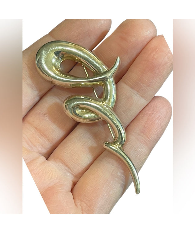 Vintage 925 CNA Thailand fancy Wavy swirl modernist brooch