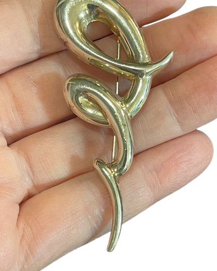Vintage 925 CNA Thailand fancy Wavy swirl modernist brooch
