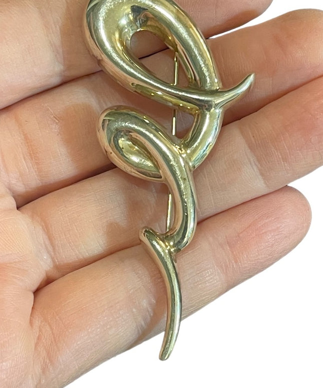Vintage 925 CNA Thailand fancy Wavy swirl modernist brooch