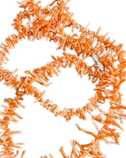 Vintage 1960s Branch peach angel skin  30” necklace nautical