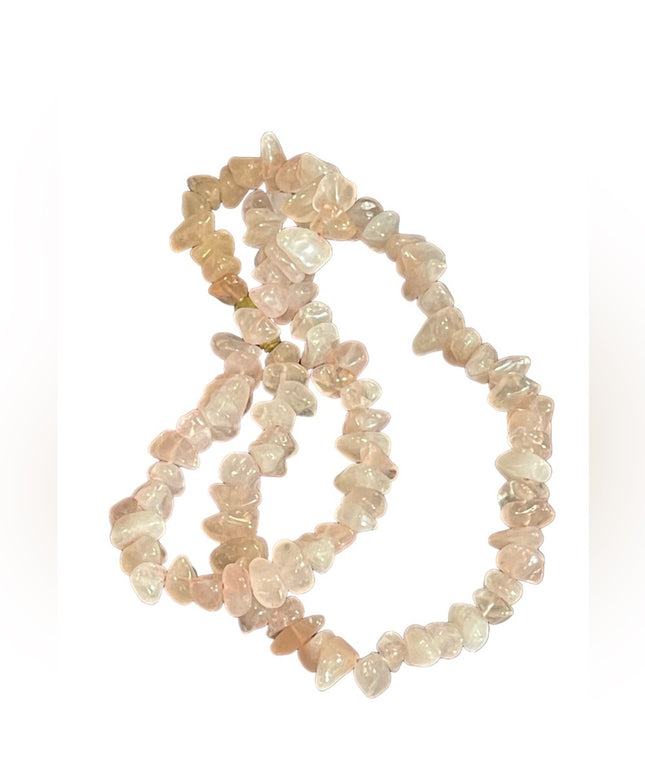 Vintage rose quartz stone nugget necklace 16”