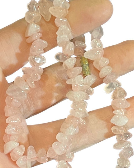 Vintage rose quartz stone nugget necklace 16”