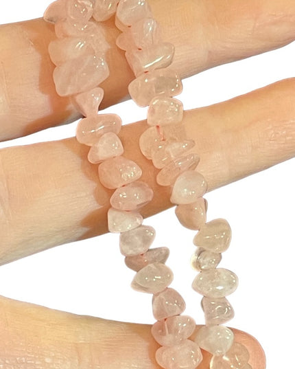 Vintage rose quartz stone nugget necklace 16”