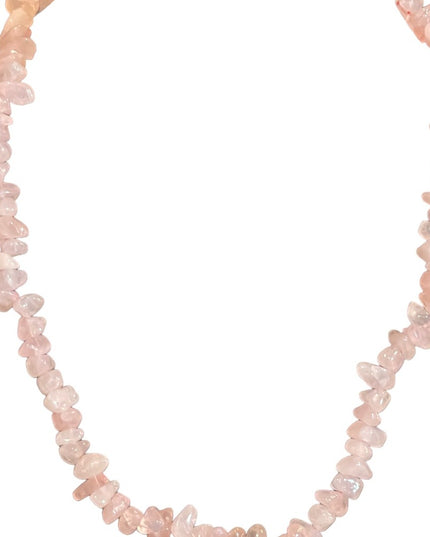 Vintage rose quartz stone nugget necklace 16”