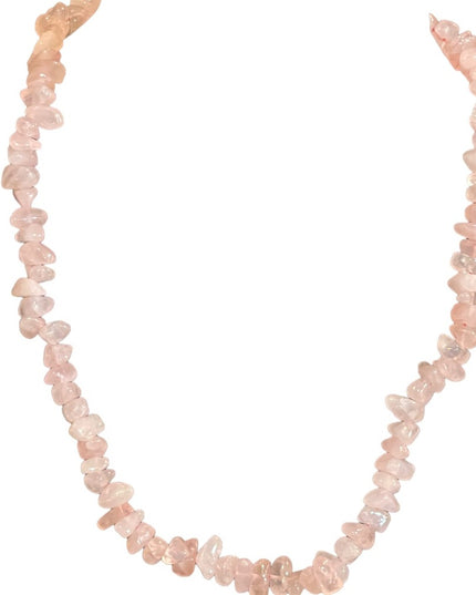Vintage rose quartz stone nugget necklace 16”