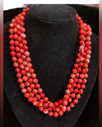 Vintage 84” Red Jasper High quality southwestern bead necklace 8.3mm