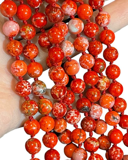 Vintage 84” Red Jasper High quality southwestern bead necklace 8.3mm