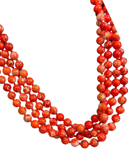 Vintage 84” Red Jasper High quality southwestern bead necklace 8.3mm
