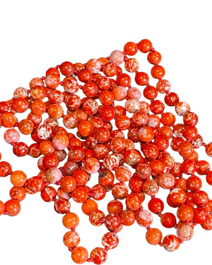 Vintage 84” Red Jasper High quality southwestern bead necklace 8.3mm