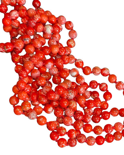 Vintage 84” Red Jasper High quality southwestern bead necklace 8.3mm