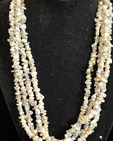 Lovely vintage 4 strand fancy Labradorite black onyx necklace southwestern style