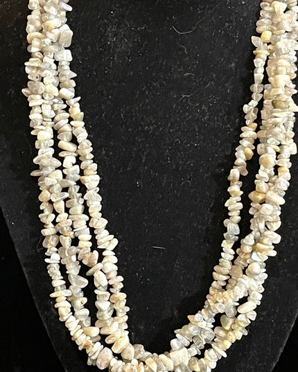 Lovely vintage 4 strand fancy Labradorite black onyx necklace southwestern style