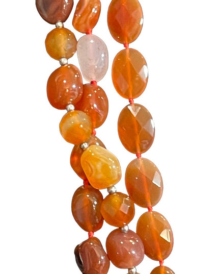 Stunning LUC Lovely 3 strand faceted chunky carnelian stone mix necklace quality