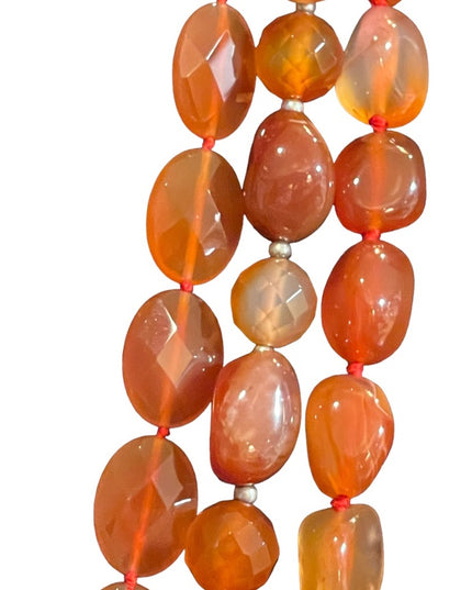 Stunning LUC Lovely 3 strand faceted chunky carnelian stone mix necklace quality