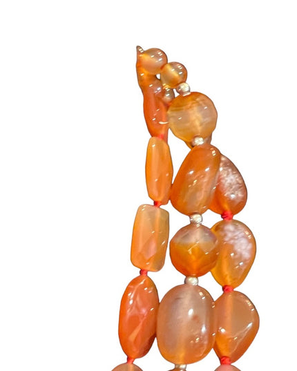 Stunning LUC Lovely 3 strand faceted chunky carnelian stone mix necklace quality