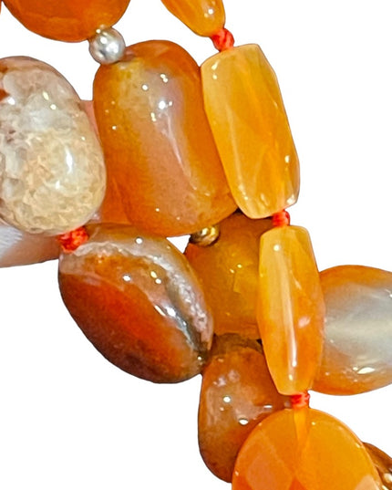 Stunning LUC Lovely 3 strand faceted chunky carnelian stone mix necklace quality