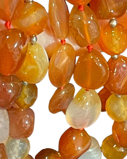 Stunning LUC Lovely 3 strand faceted chunky carnelian stone mix necklace quality