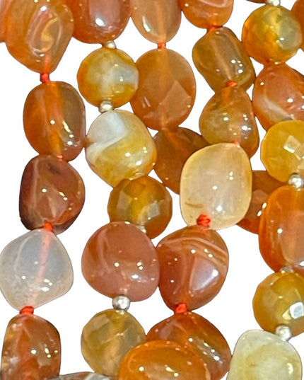 Stunning LUC Lovely 3 strand faceted chunky carnelian stone mix necklace quality