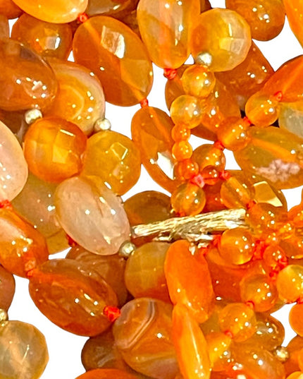 Stunning LUC Lovely 3 strand faceted chunky carnelian stone mix necklace quality