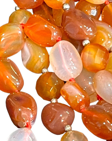 Stunning LUC Lovely 3 strand faceted chunky carnelian stone mix necklace quality
