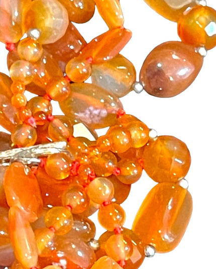 Stunning LUC Lovely 3 strand faceted chunky carnelian stone mix necklace quality