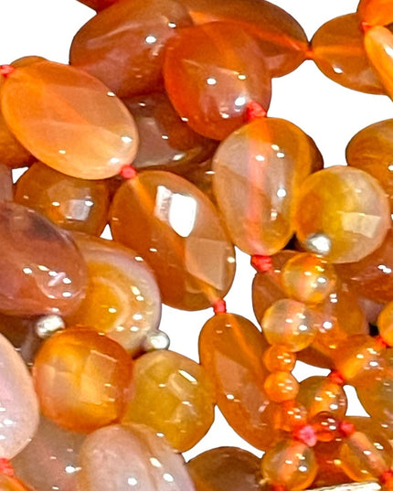 Stunning LUC Lovely 3 strand faceted chunky carnelian stone mix necklace quality