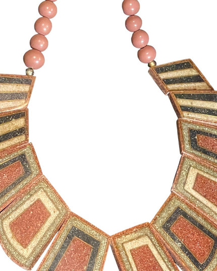 Vintage crushed stone inlay fancy cleopatra necklace