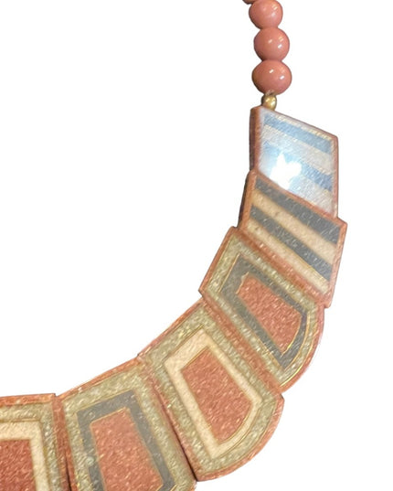 Vintage crushed stone inlay fancy cleopatra necklace