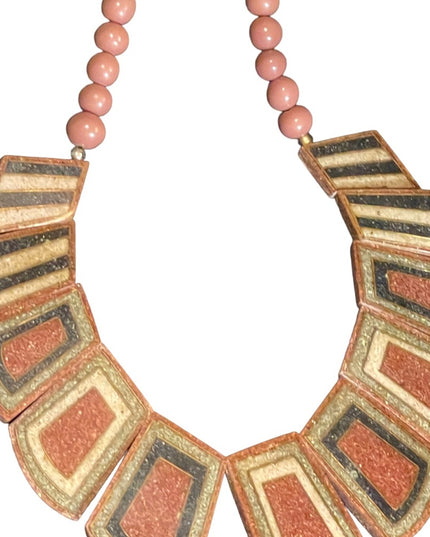 Vintage crushed stone inlay fancy cleopatra necklace