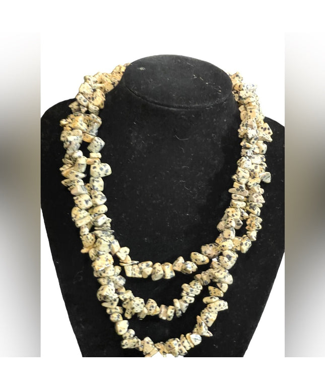 Lovely 3 strand high quality leopard skin Jasper 3 strand heavy necklace