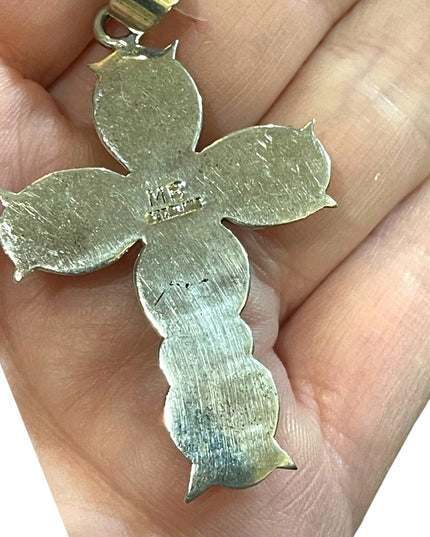 Vintage sterling silver Artisan Navajo Southwestern signed Cross pendant