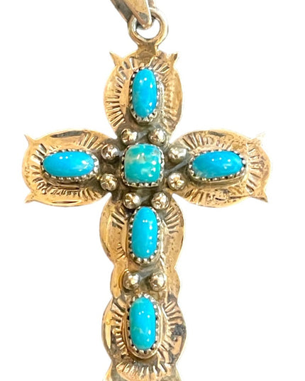 Vintage sterling silver Artisan Navajo Southwestern signed Cross pendant