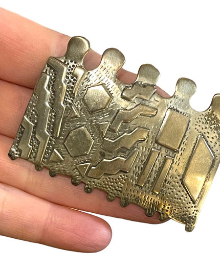 Vintage Sterling silver 925 Modernist puzzle piece large brooch
